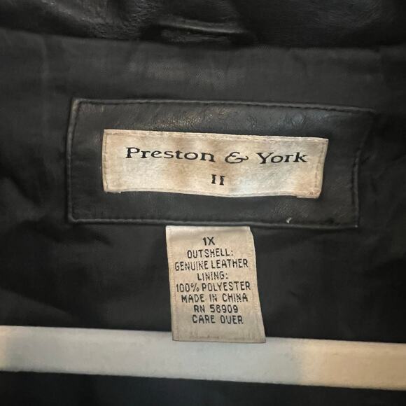 Vintage Preston & York Genuine Leather Jacket Motorcycle Womens 1X Black Button - Picture 4 of 7